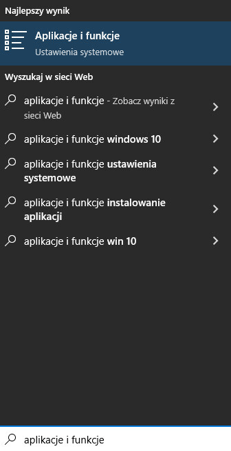 Aplikacje i funkcje w Windows