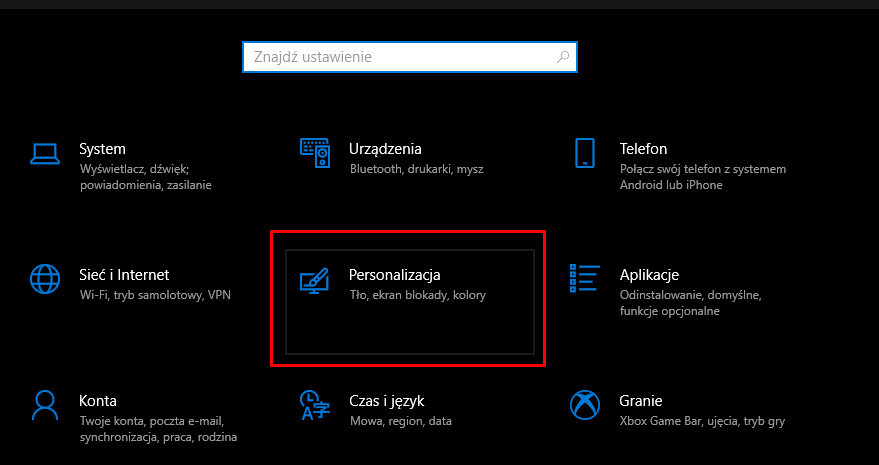 Personalizacja w Windows 10