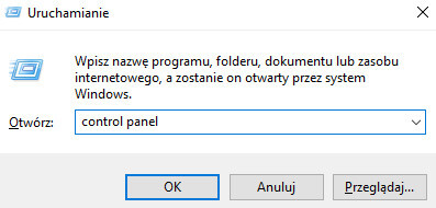 Uruchamianie panelu sterowania w Windows