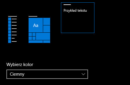 Wybranie ciemnego koloru w Windows 10