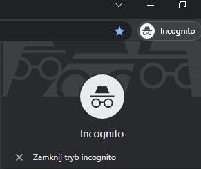 Zamykanie trybu Incognito w Chrome