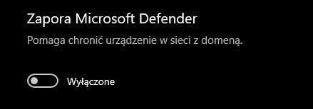 Wyłączanie zapory Microsoft Defender