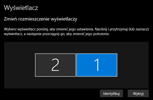 Zmiana rozmieszczenia wyświetlaczy w Windows 10